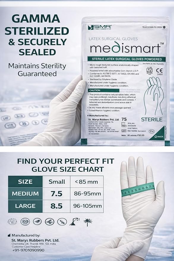 Medismart Sterile Latex Surgical Gloves: 50 Pairs of Superior Protection for Medical Professionals - Image 2